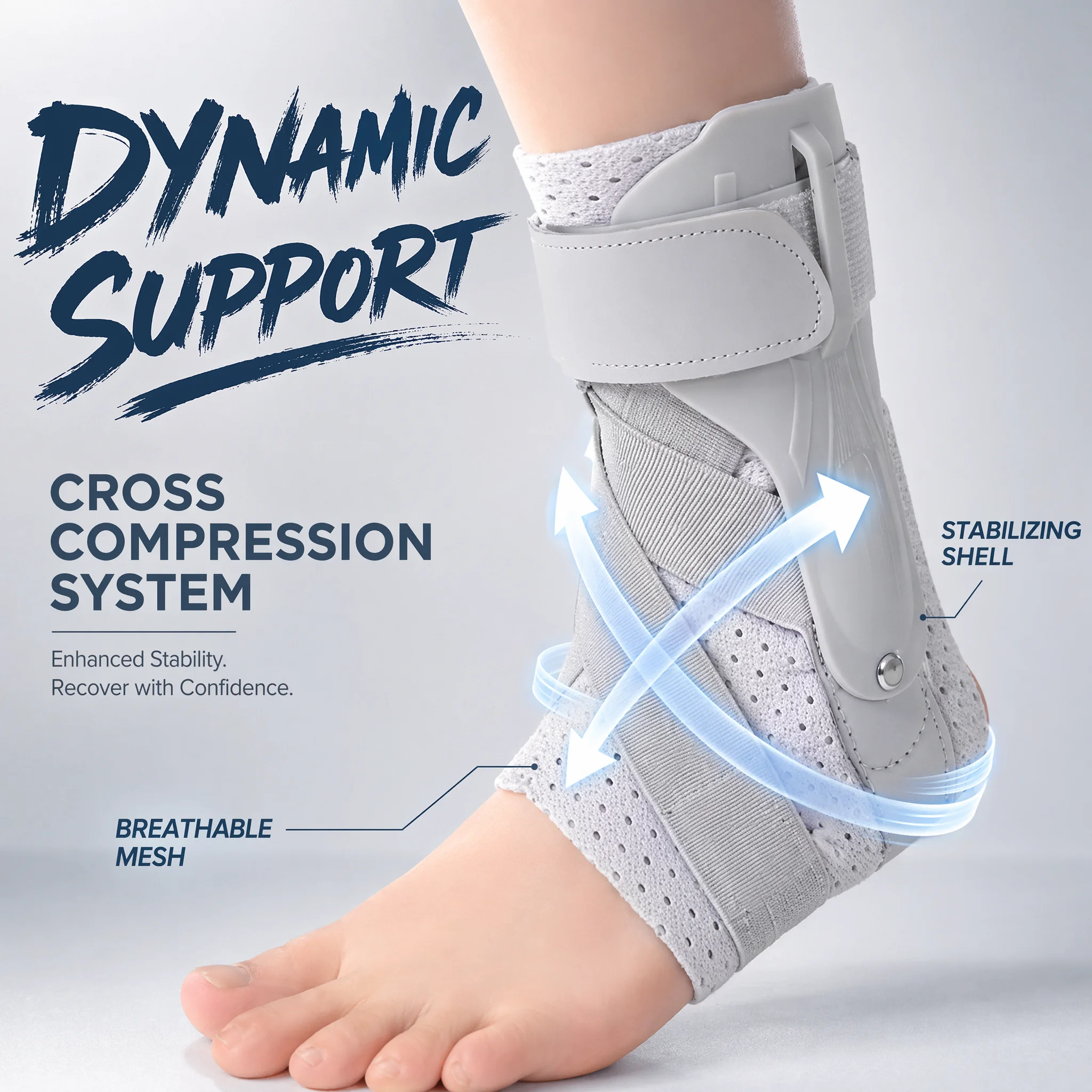 Ankle Brace Sock - Ankle Brace with Side Stabilizers, Adjustable