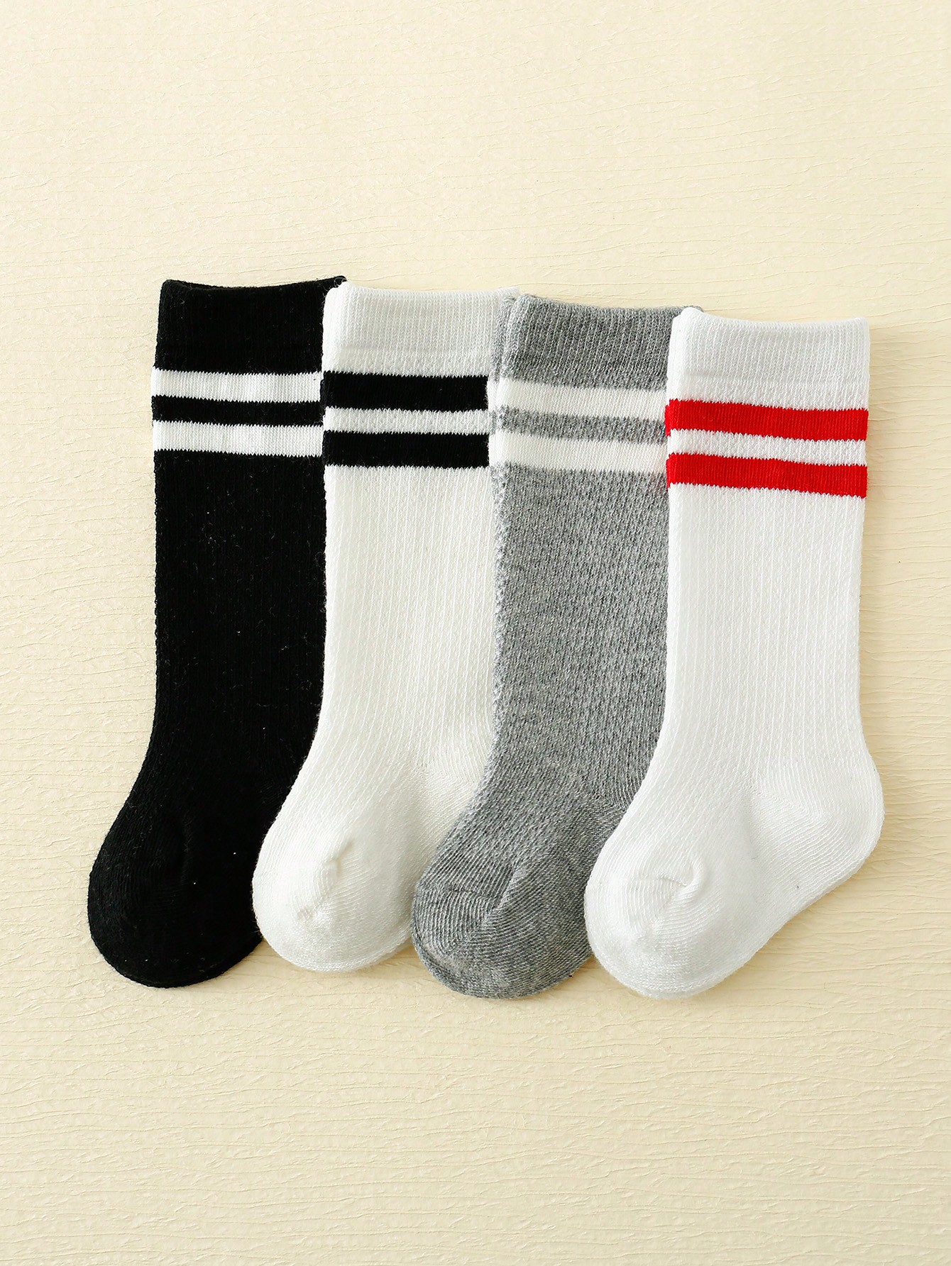 Cotton Crew Sock Pack - 4-Pack Baby Toddler Striped Crew Socks