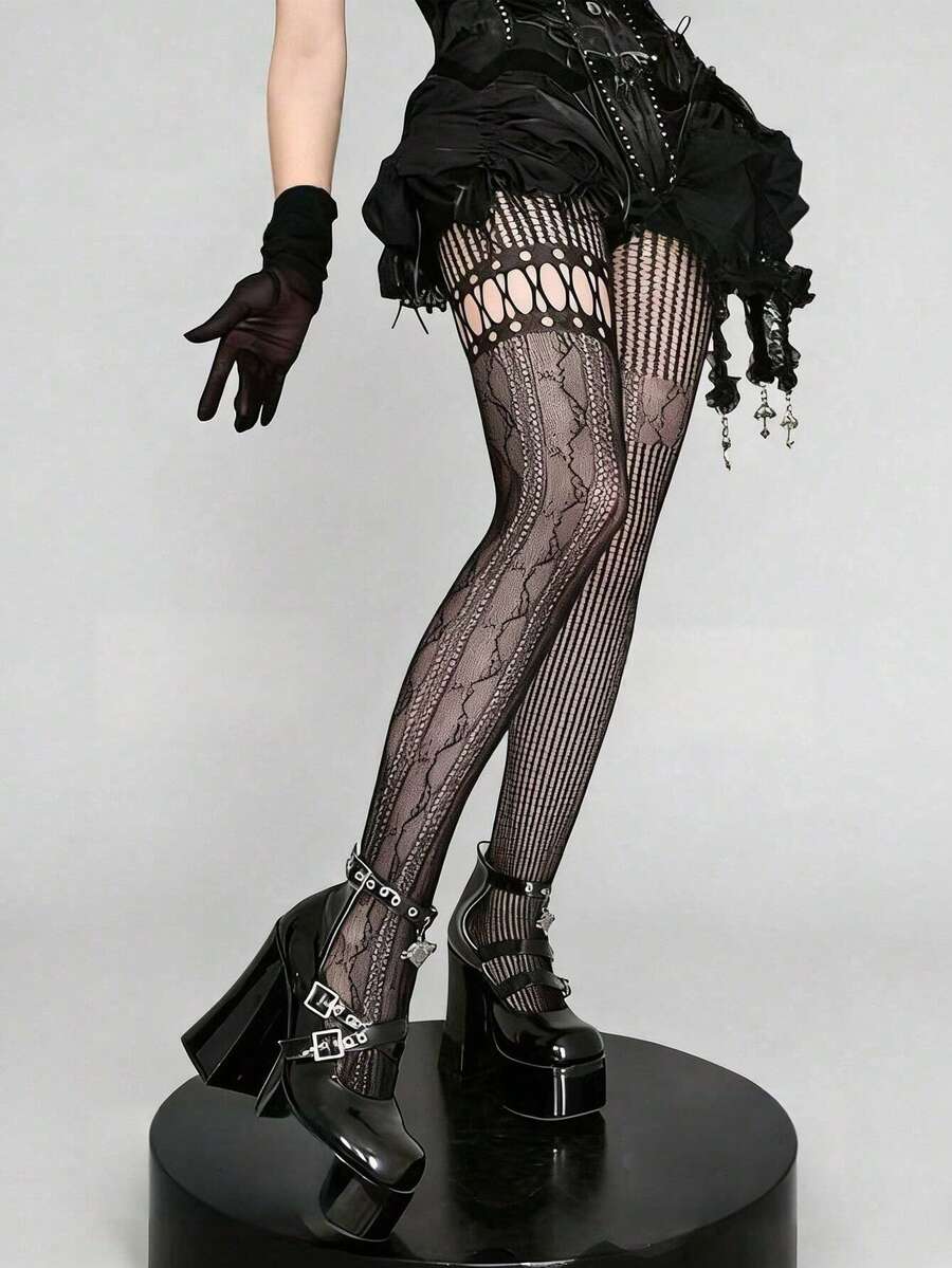 1pc Asymmetric Hollow Fishnet  - Fishnet Stocking Women review and price