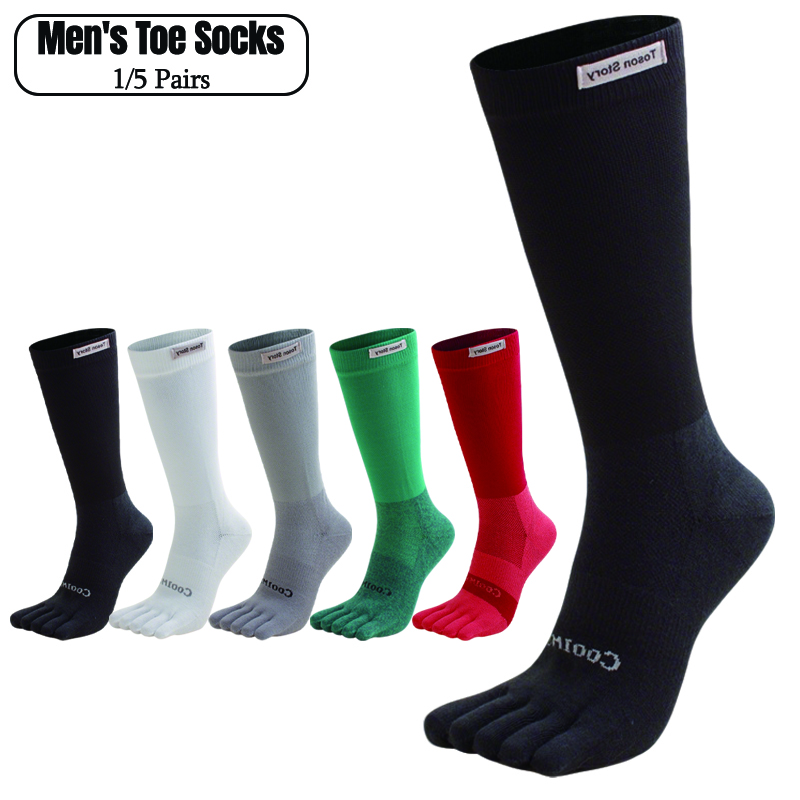 1/5 Pairs Men's High Crew Five - Toe Sock Split review and price