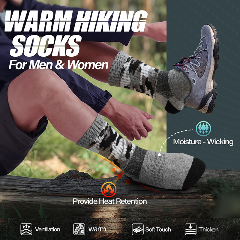 4Pairs Thick Gray Camouflage S - Wool Hiking Sock review and price