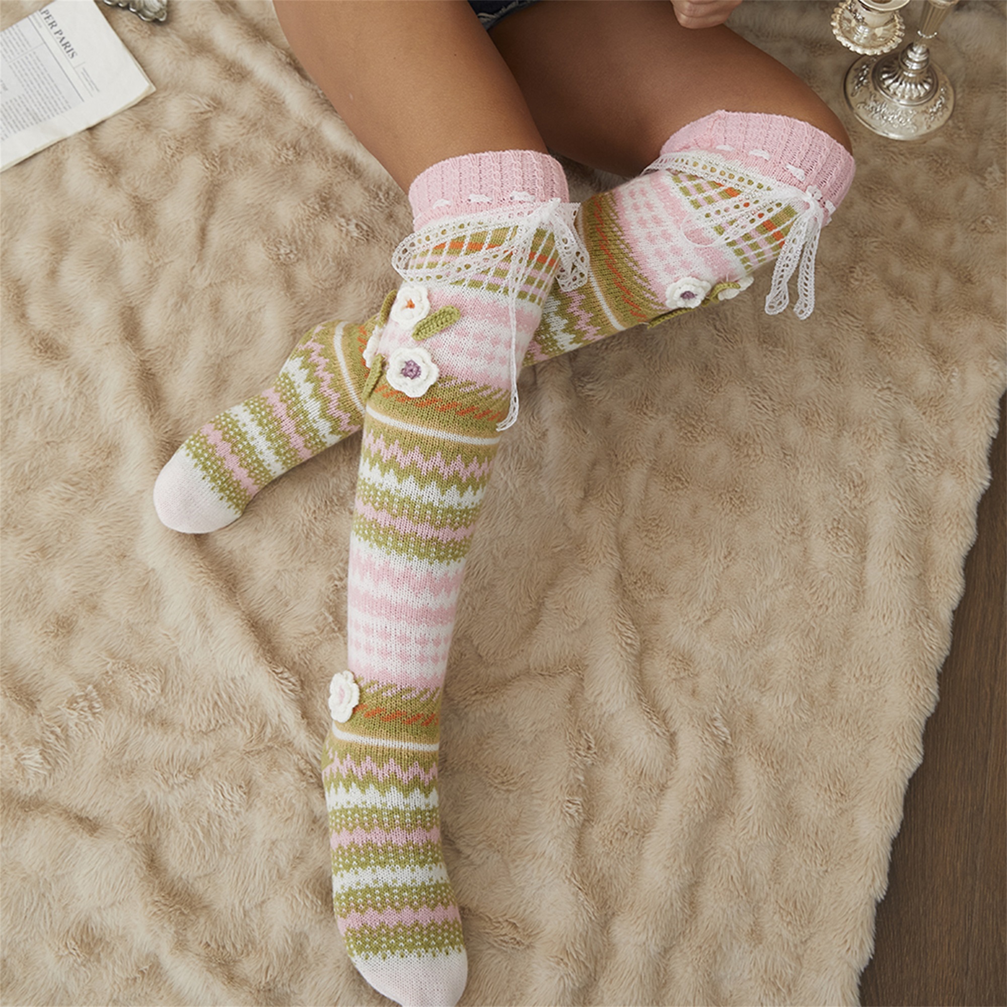Elegant Crochet Lace Thigh Hig - Silk Sock Bamboo review and price