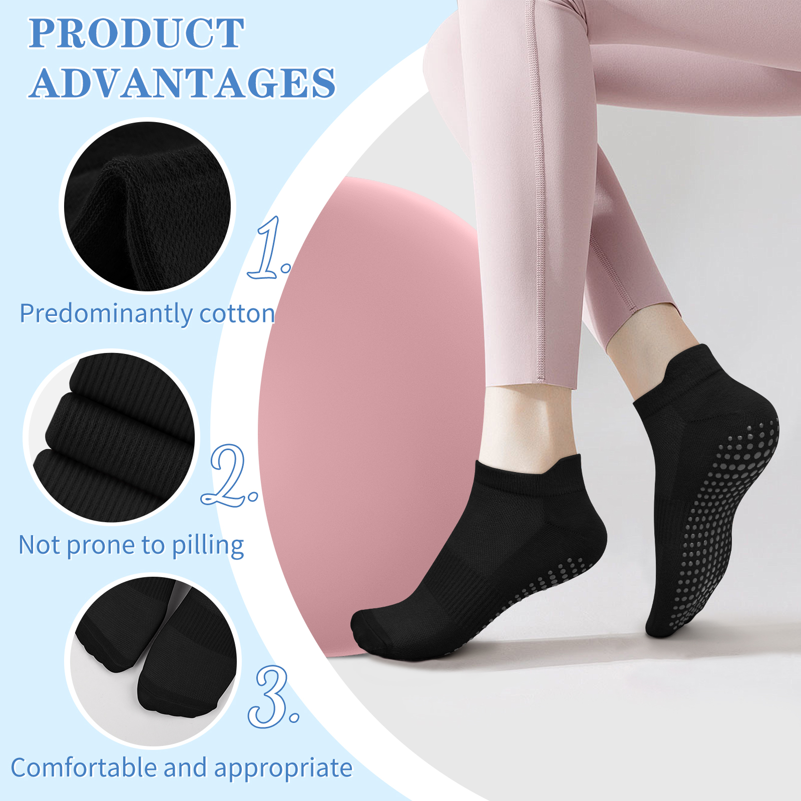3 Pairs Yoga Socks Women Cotto - No Show Sock Women review and price